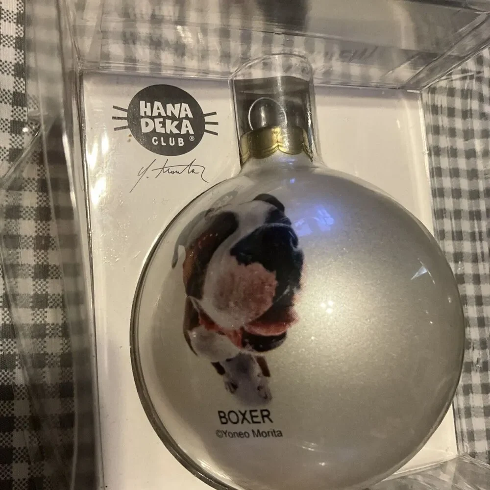 Boxer DOGGlass Christmas Ornament Hanadeka Club By Yoneo Morita Holiday 2005 New